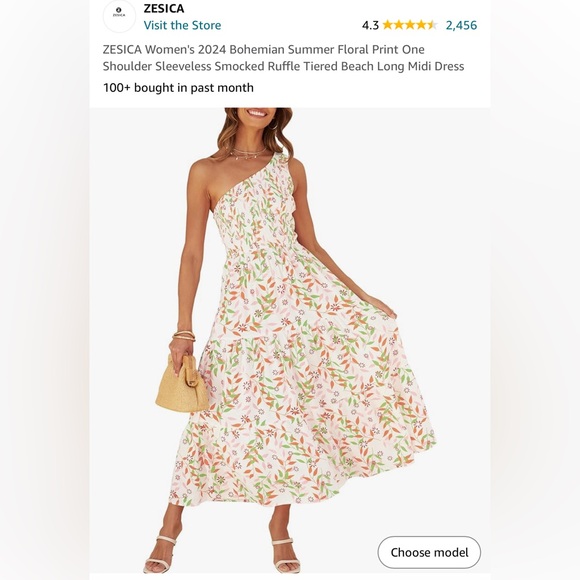 NWT, M, Bohemian Summer Floral One
Shoulder Sleeveless Smocked Long Midi Dress - Picture 2 of 8